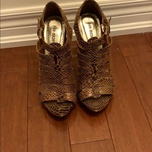 brown snake skin wedges